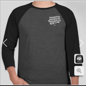 Pro-equality Beer Club baseball tee, size Small Bella + Canvas - for charity